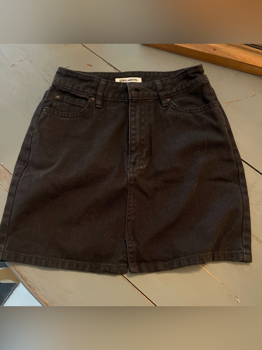 Black denim skirt